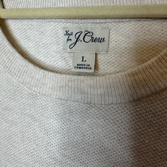 J. Crew Cream Knit Crewneck Sweater 100% Cotton Men's Large - Picture 2 of 4